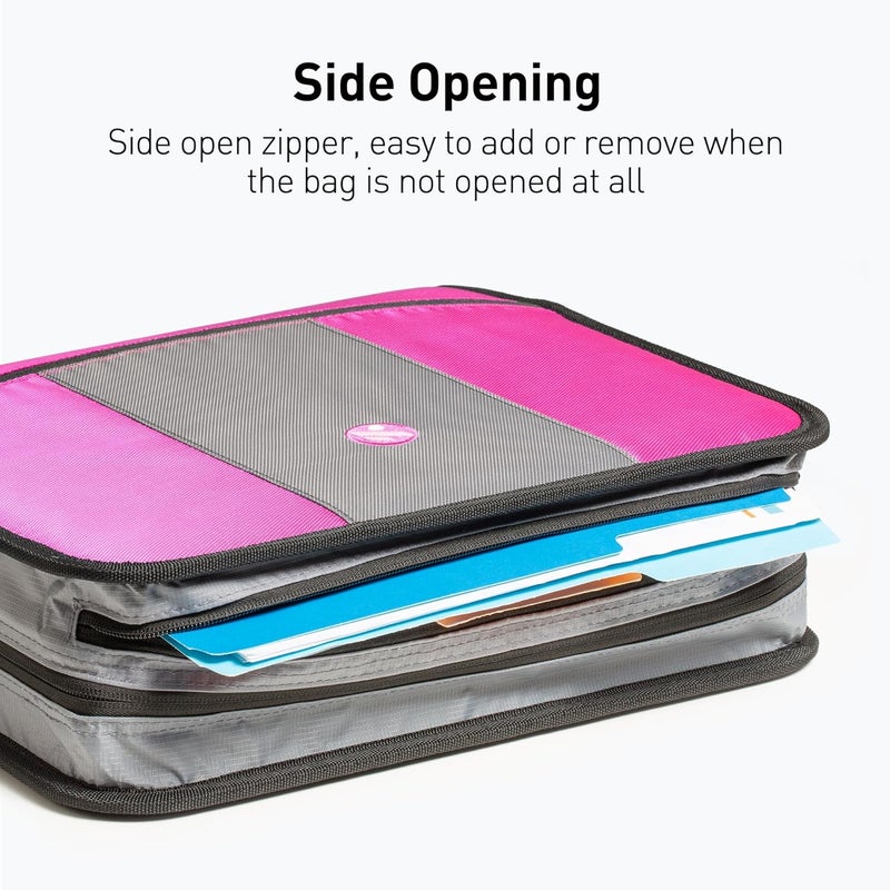 Kinbashi 3-Inch Zipper Binder, 3 Round Rings Binder Handle and Shoulder Strap, Rose - Image 4